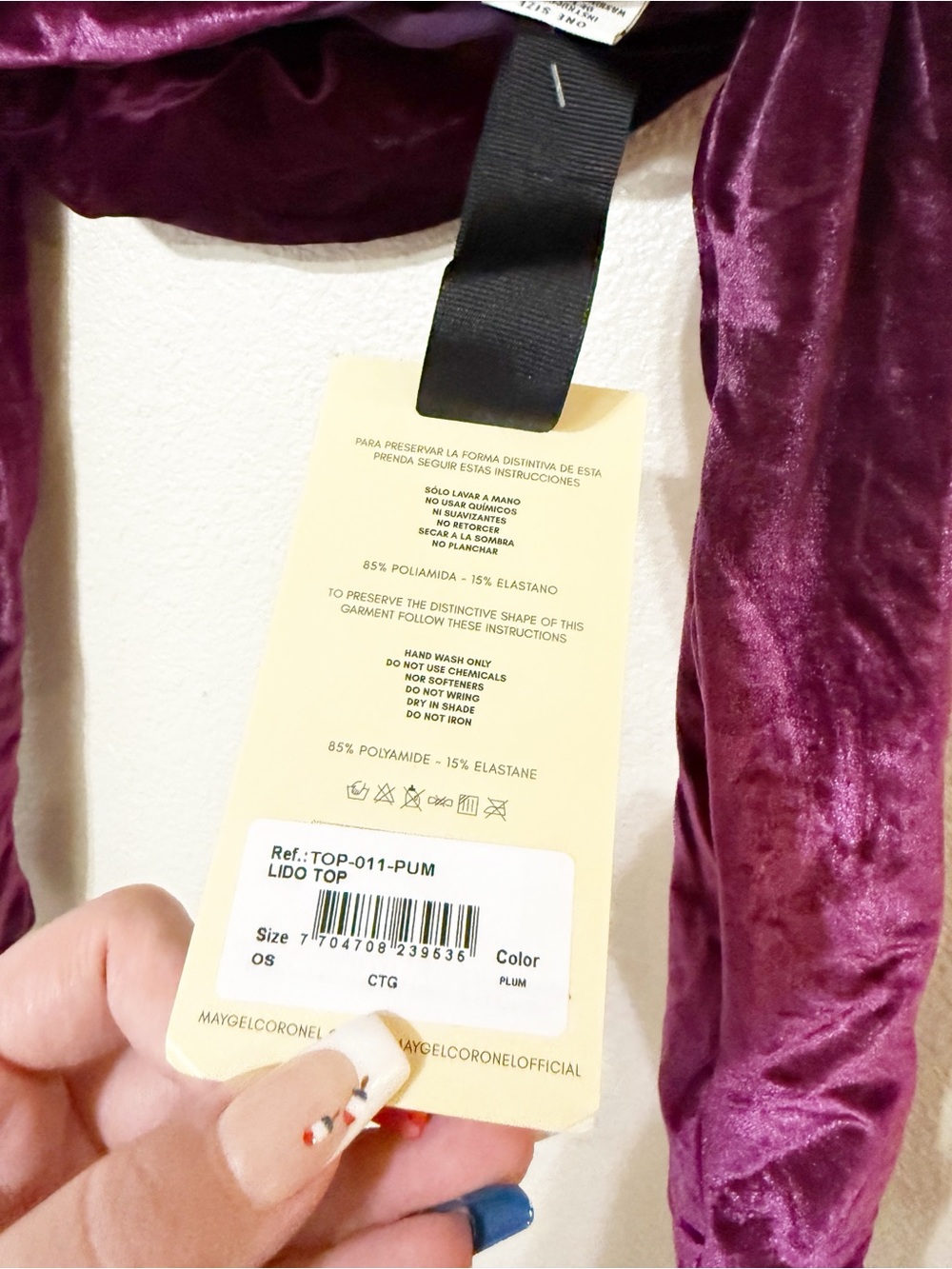Maygel Coronel Lido Off The Shoulder Velvet Crop Top in Plum Purple One Size - Picture 8 of 8